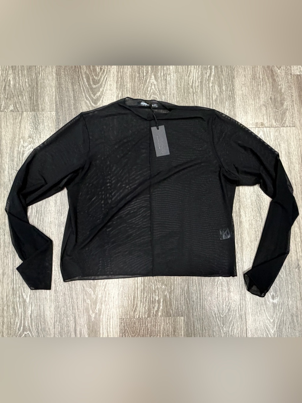 NWT FOXBLOOD Black Sheer Long Sleeve Top